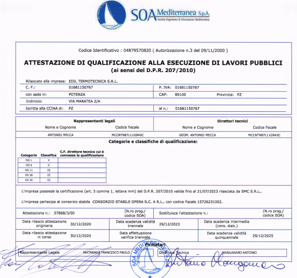 Certificazione SOA